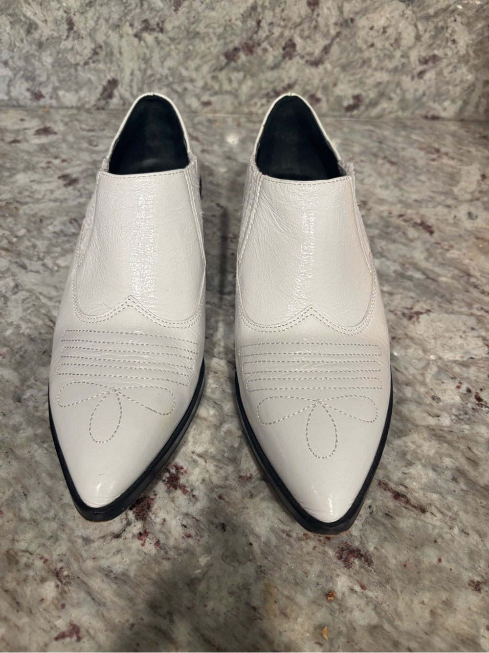 Rebecca Minkoff Koso White Leather Pointed Western Slip-On Booties